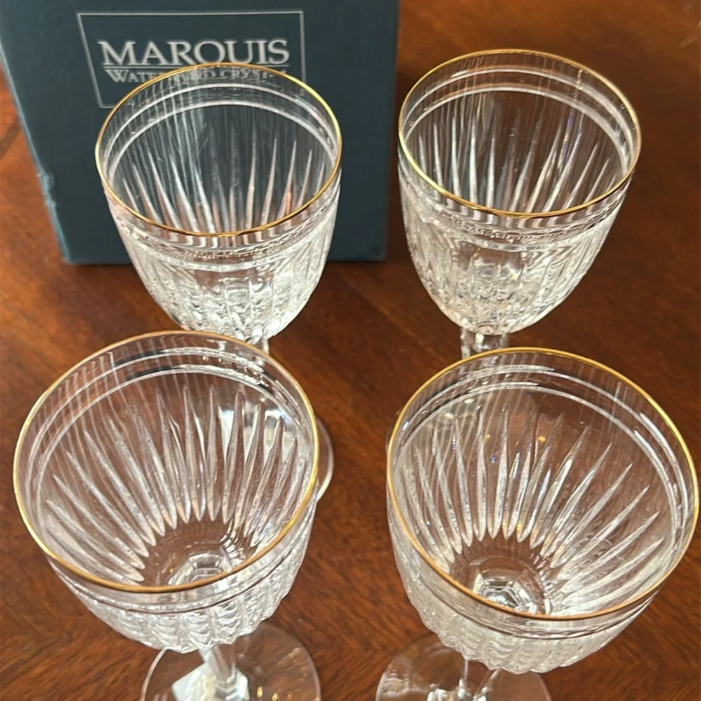 Waterford Marquis Hanover Gold Rimmed Wine Glasses with Box - Some NWT - Picture 2 of 5